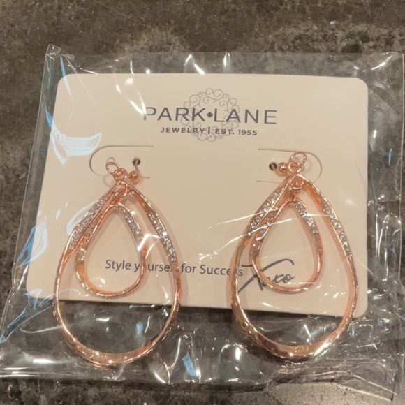Park Lane Rose Gold Teardrop Earrings with Silver Accents - Picture 1 of 1